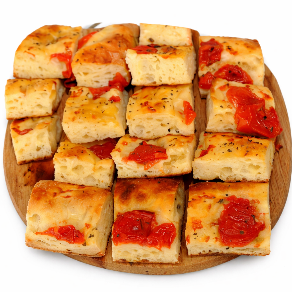 Focaccia con pomodorini e origano