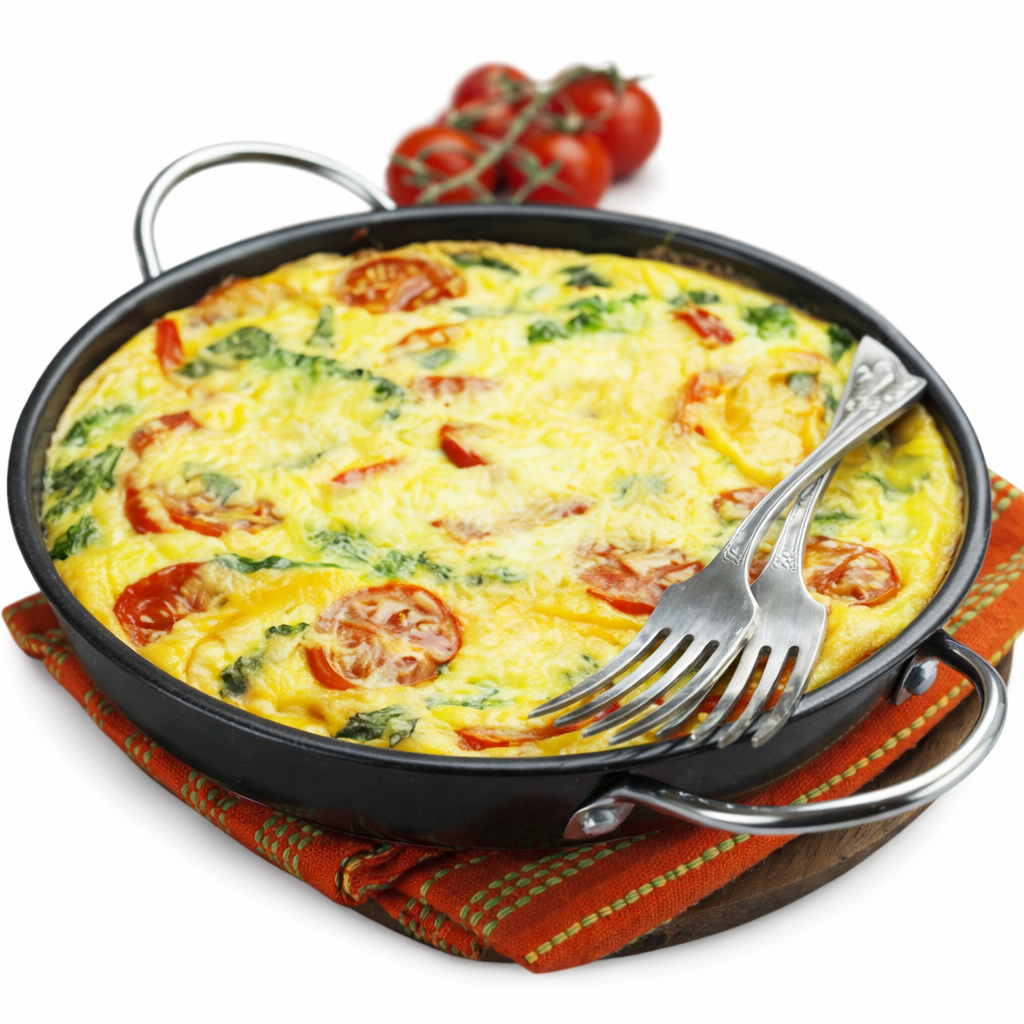 Frittata con pomodori e basilico