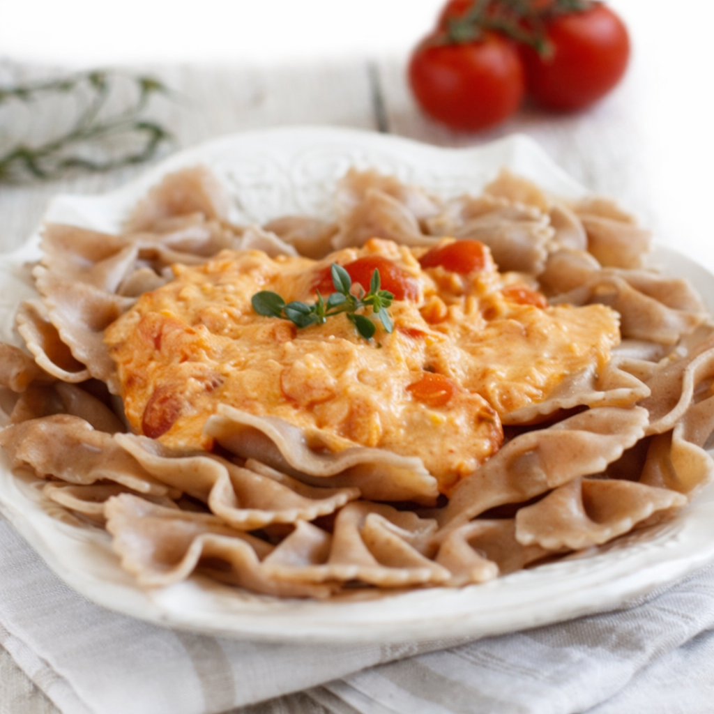 Pasta con pomodorini datterini e stracchino